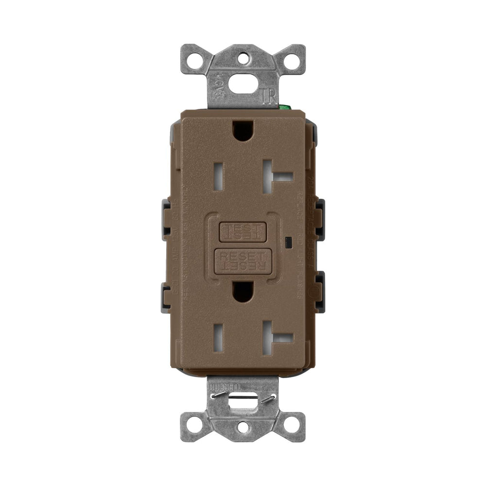 Lutron Claro 20A Tamper Resistant GFCI Duplex Receptacle, Decorator-Style Outlet, Self-Testing, Satin Finish, SCR-20-GFST-EP,Espresso