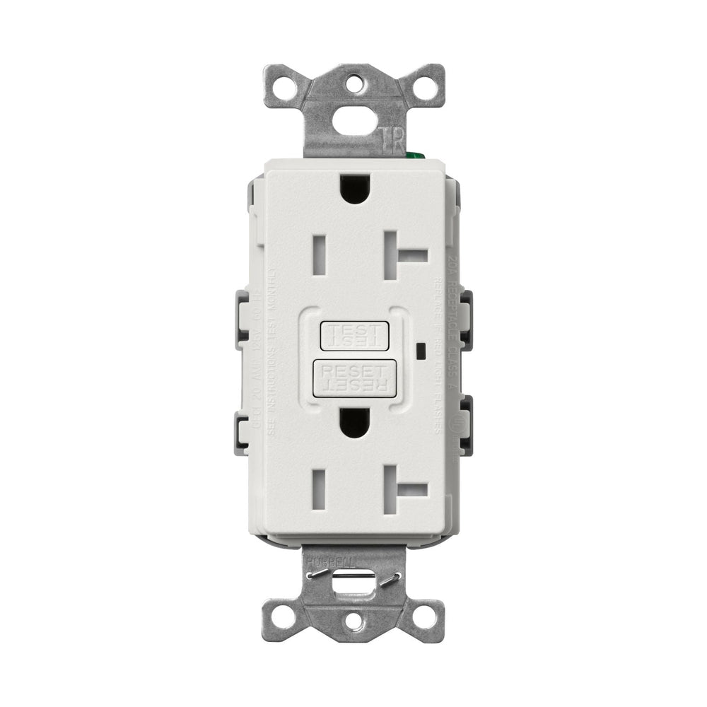 Lutron Claro 20A Tamper Resistant GFCI Duplex Receptacle, Decorator-Style Outlet, Self-Testing, Satin Finish, SCR-20-GFST-LG, Lunar Gray