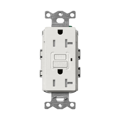 Lutron Claro 20A Tamper Resistant GFCI Duplex Receptacle, Decorator-Style Outlet, Self-Testing, Satin Finish, SCR-20-GFST-LG, Lunar Gray