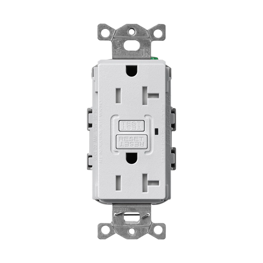 Lutron Claro 20A Tamper Resistant GFCI Duplex Receptacle, Decorator-Style Outlet, Self-Testing, Satin Finish, SCR-20-GFST-MI, Mist