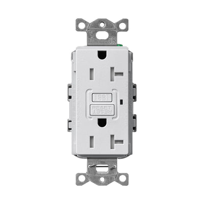 Lutron Claro 20A Tamper Resistant GFCI Duplex Receptacle, Decorator-Style Outlet, Self-Testing, Satin Finish, SCR-20-GFST-MI, Mist