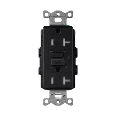 Lutron Claro 20A Tamper-Resistant GFCI Duplex Receptacle, Decorator-Style Outlet, Self-Testing, Satin Finish, SCR-20-GFST-MN, Midnight