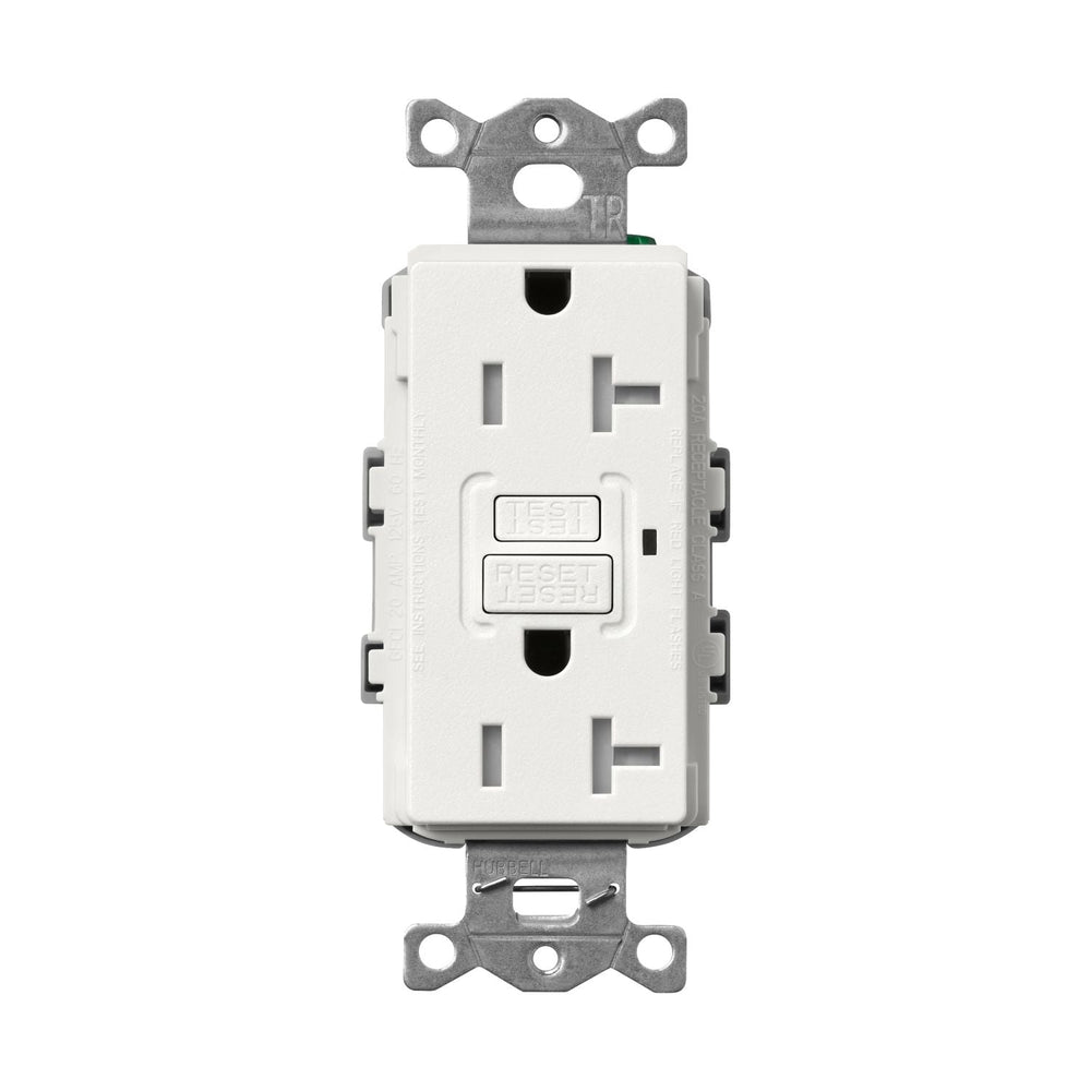 Lutron Claro 20A Tamper Resistant GFCI Duplex Receptacle, Decorator-Style Outlet, Self-Testing, Satin Finish, SCR-20-GFST-RW, Architectural White