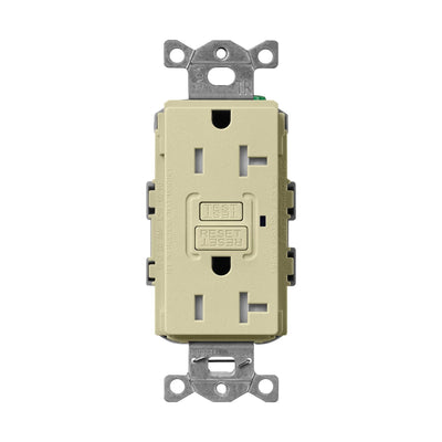 Lutron Claro 20A Tamper Resistant GFCI Duplex Receptacle, Decorator-Style Outlet, Self-Testing, Satin Finish, SCR-20-GFST-SA,Sage