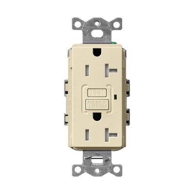 Lutron Claro 20A Tamper Resistant GFCI Duplex Receptacle, Decorator-Style Outlet, Self-Testing, Satin Finish, SCR-20-GFST-SD, Sand