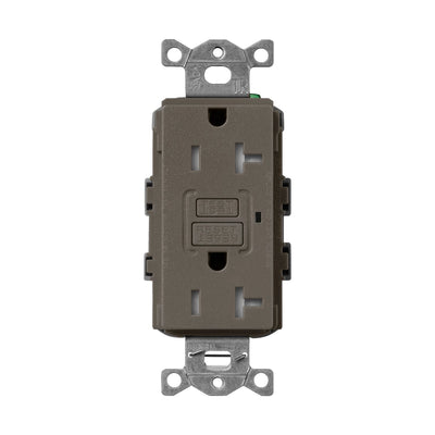 Lutron Claro 20A Tamper Resistant GFCI Duplex Receptacle, Decorator-Style Outlet, Self-Testing, Satin Finish, SCR-20-GFST-TF, Truffle
