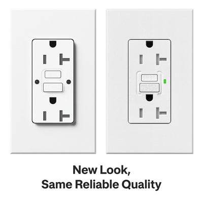 Lutron Architectural 20A Tamper-Resistant GFCI Duplex Receptacle, Self-Testing, 125V, Wall Plate Included, Matte Finish, NTR-20-GFST-WH, White