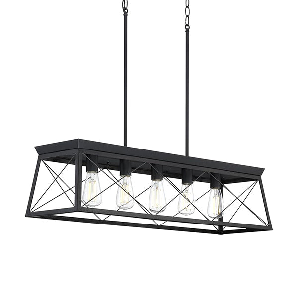 Progress Lighting P400048-031 Briarwood 5-Light Chandelier Ceiling Light, Textured Black
