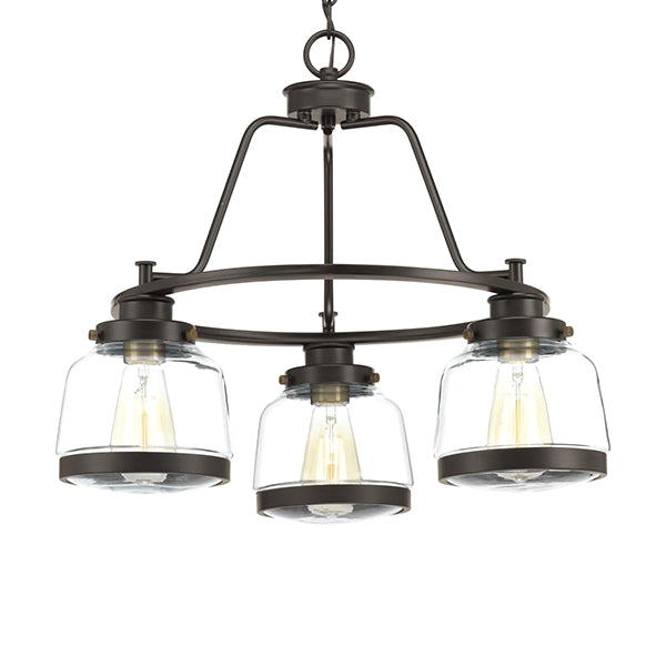 Progress Lighting P400057-020 Judson 3-Light Chandelier Ceiling Light, Antique Bronze