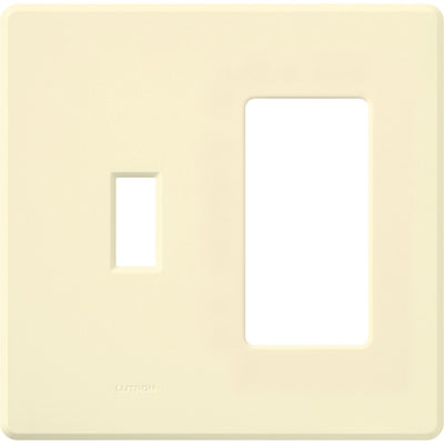 Lutron Fassada Combination 2 Gang, 1 Traditional and 1 Designer/Decorator-Style Opening for Dimmers and Switches, Gloss Finish, FG-2-TD-AL, Almond