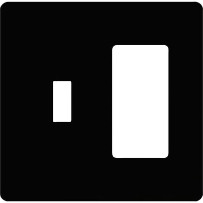 Lutron Fassada Combination 2 Gang, 1 Traditional and 1 Designer/Decorator-Style Opening for Dimmers and Switches, Gloss Finish, FG-2-TD-AL, Black