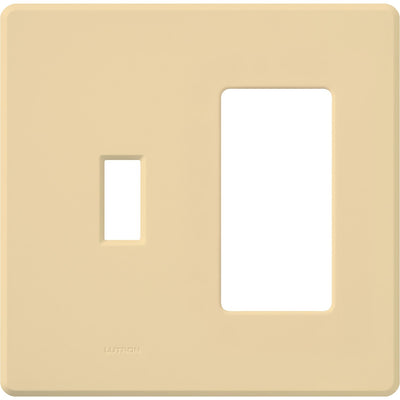 Lutron Fassada Combination 2 Gang, 1 Traditional and 1 Designer/Decorator-Style Opening for Dimmers and Switches, Gloss Finish, FG-2-TD-IV, Ivory