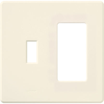 Lutron Fassada Combination 2 Gang, 1 Traditional and 1 Designer/Decorator-Style Opening for Dimmers and Switches,Gloss Finish,FG-2-TD-LA, Light Almond