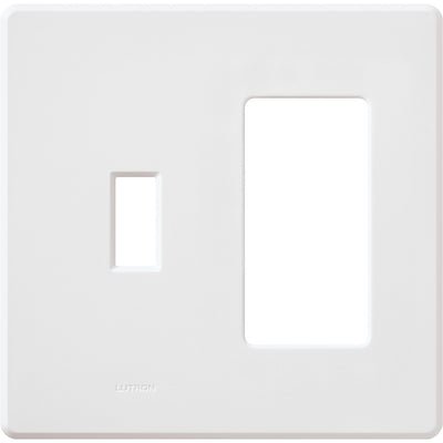 Lutron Fassada Combination 2 Gang, 1 Traditional and 1 Designer/Decorator-Style Opening for Dimmers and Switches,Gloss Finish,FG-2-TD-WH, White