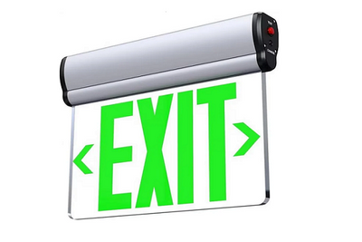 HY-3G - Aluminum Edge-Lit Green Exit Sign 90 Min Battery UL