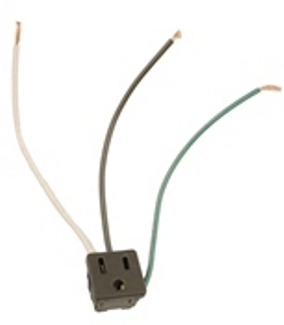 Leviton 1374-1 15 Amp, 125 Volt, NEMA 5-15R, 2P, 3W, Snap-In Receptacle, Straight Blade, Grounding, Leads 14GA 6