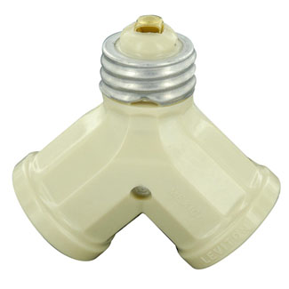 Leviton 128-I Indoor 660 Watt, 250 Volt, Single Lampholder-to-Twin Lampholder Adapter