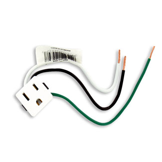 Leviton 1374-1W 15 Amp, 125 Volt, NEMA 5-15R, 2P, 3W, Snap-In Receptacle, Straight Blade, Grounding, Leads 14GA 6