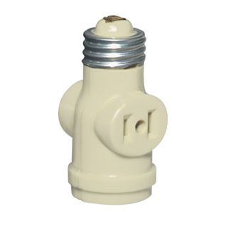 Leviton 1403-I Indoor 660 Watt, 125 Volt Lampholder with Two 15 Amp, 125 Volt, 2-Pole, 2-Wire Outlets
