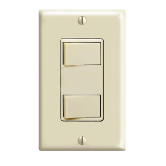 Leviton 1754-I Individual Switches 15 Amp 120 Volt/Device Total 20 Amp 120 Volt Decora Dual Rocker Combination