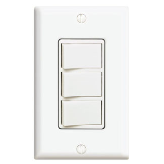 Leviton 1755-2I Individual Switches: 15 Amp, 120 Volt/Device Total: 20 Amp, 120 Volt. Decora Three Rocker Combination