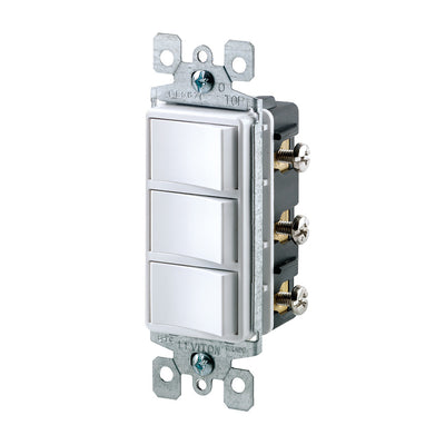 Leviton 1755-2W 15 A 120 VAC Three Rocker Combination Switch White