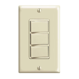 Leviton 1755-I Individual Switches: 15 Amp 120 Volt/Device Total 20 Amp 120 Volt. Decora Three Rocker Combination