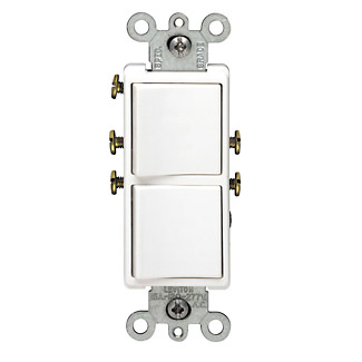Leviton 5627-W 20 Amp, 120/277 Volt, Decora Single-Pole / Single-Pole AC Combination Switch, Commercial Grade