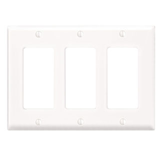 Leviton 80411-W 3-Gang Decora/GFCI Device Decora Wallplate/Faceplate, Standard Size, Thermoset, Device Mount
