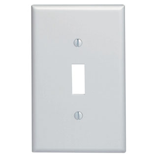 Leviton 80501-W 1-Gang Toggle Device Switch Wallplate, Midway Size, Thermoset, Device Mount