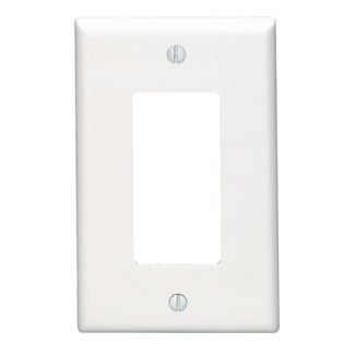 Leviton 80601-W 1-Gang Decora/GFCI Device Decora Wallplate/Faceplate, Midway Size, Thermoset, Device Mount