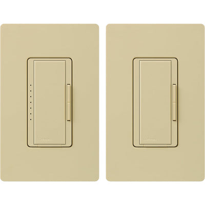 Lutron Maestro LED+ Dimmer Switch and Companion Dimmer, 3-Way Kit, 150W LED, No Neutral Required,120V, MACL-153M-RHW-IV, Ivory
