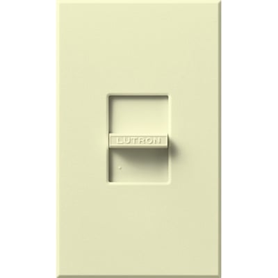 Lutron Nova MLV Dimmer, 450W (600VA), Single-Pole, No Neutral Required, 120V, Small Control, Wall Plate Included, NLV-600-AL, Almond