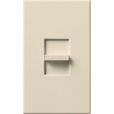 Lutron Nova MLV Dimmer, 450W (600VA), Single-Pole, No Neutral Required, 120V, Small Control, Wall Plate Included, NLV-600-LA, Light Almond