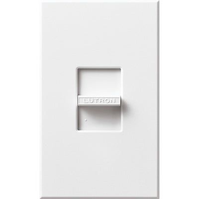 Lutron Nova MLV Dimmer, 450W (600VA), Single-Pole, No Neutral Required, 120V, Small Control, Wall Plate Included, NLV-600-WH, White