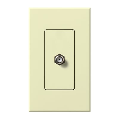 Lutron Nova T Coaxial Cable Jack, F-Style, 75 Ohm Cable, Fits Architectural-Style Wall Plates, Single Gang Wall Plate Included, NT-CJ-AL, Almond