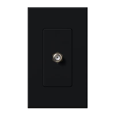 Lutron Nova T Coaxial Cable Jack, F-Style, 75 Ohm Cable, Fits Architectural-Style Wall Plates, Single Gang Wall Plate Included, NT-CJ-BL, Black