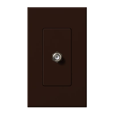 Lutron Nova T Coaxial Cable Jack, F-Style, 75 Ohm Cable, Fits Architectural-Style Wall Plates, Single Gang Wall Plate Included, NT-CJ-BR, Brown