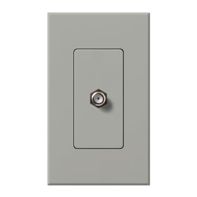Lutron Nova T Coaxial Cable Jack, F-Style, 75 Ohm Cable, Fits Architectural-Style Wall Plates, Single Gang Wall Plate Included, NT-CJ-GR, Gray
