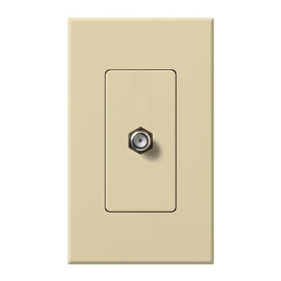 Lutron Nova T Coaxial Cable Jack, F-Style, 75 Ohm Cable, Fits Architectural-Style Wall Plates, Single Gang Wall Plate Included, NT-CJ-IV, Ivory