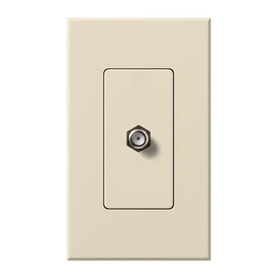 Lutron Nova T Coaxial Cable Jack, F-Style, 75 Ohm Cable, Fits Architectural-Style Wall Plates, Single Gang Wall Plate Included, NT-CJ-LA, Light Almond