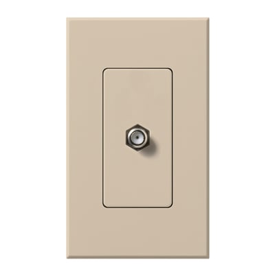Lutron Nova T Coaxial Cable Jack, F-Style, 75 Ohm Cable, Fits Architectural-Style Wall Plates, Single Gang Wall Plate Included, NT-CJ-TP, Taupe