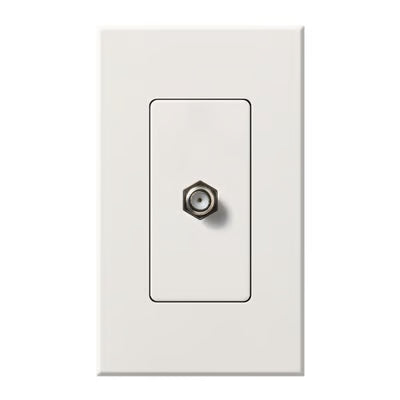 Lutron Nova T Coaxial Cable Jack, F-Style, 75 Ohm Cable, Fits Architectural-Style Wall Plates, Single Gang Wall Plate Included, NT-CJ-WH, White