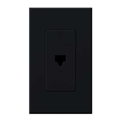Lutron Architectural Telephone Jack, 6-conductor, RJ11, Single Gang Wall Plate Included, Matte Finish, NT-PJ-BL, Black