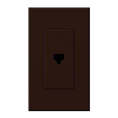 Lutron Architectural Telephone Jack, 6-conductor, RJ11, Single Gang Wall Plate Included, Matte Finish, NT-PJ-BR, Brown