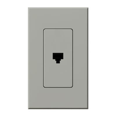Lutron Architectural Telephone Jack, 6-conductor, RJ11, Single Gang Wall Plate Included, Matte Finish, NT-PJ-GR, Gray