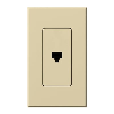 Lutron Architectural Telephone Jack, 6-conductor, RJ11, Single Gang Wall Plate Included, Matte Finish, NT-PJ-IV, Ivory