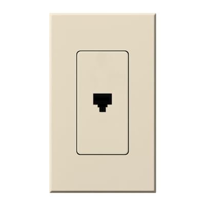 Lutron Architectural Telephone Jack, 6-conductor, RJ11, Single Gang Wall Plate Included, Matte Finish, NT-PJ-LA, Light Almond