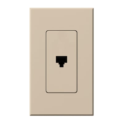 Lutron Architectural Telephone Jack, 6-conductor, RJ11, Single Gang Wall Plate Included, Matte Finish, NT-PJ-TP, Taupe