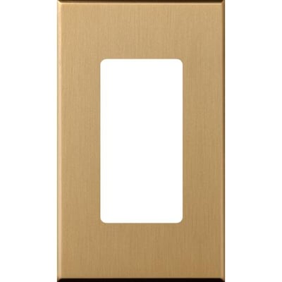 Lutron Nova T Wall Plate Kit, Single-Gang, Fits Small Accessory/Wall Keypad Insert, No Fins Broken, Metal Finish, NT-R3-NFB-SB, Satin Brass